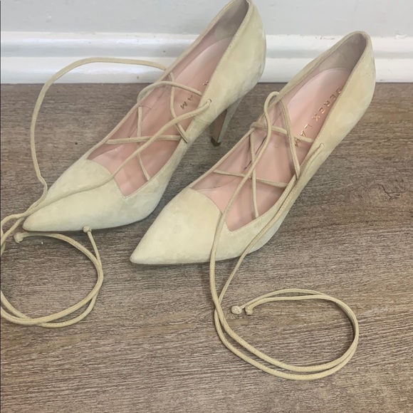 Elegant Cream Lace-Up Heels - Picture 1 of 7